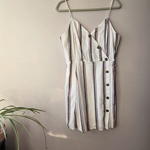 American Eagle Outfitters Asymmetrical Striped Dress - Cream and Multicolor